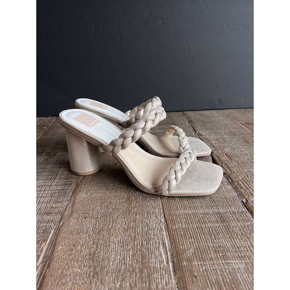 DOLCE VITA Nairi metalic Braided Square Toe Heels slide size 9